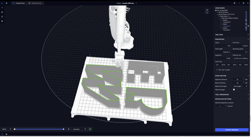 Apperçu du logiciel Adaxis simulant une impression 