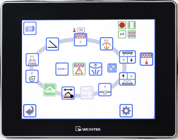 Vue du logiciel FCV sur l'écran tactile de la machine